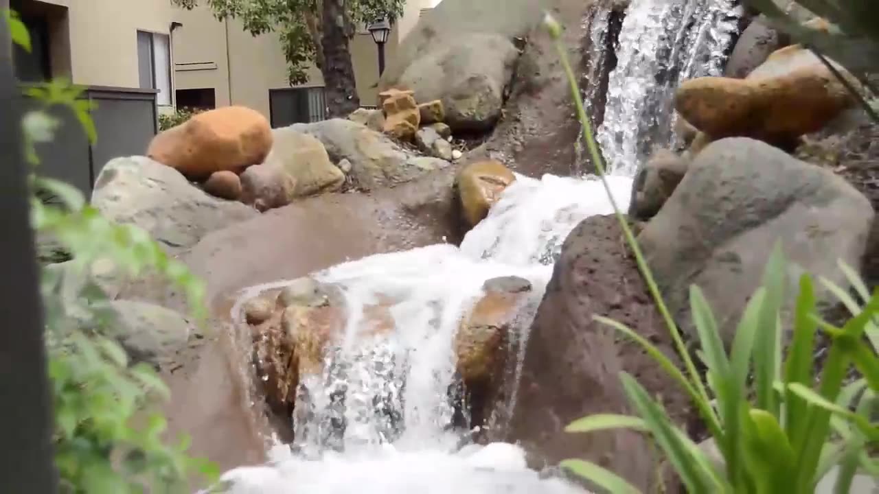 Repaired stream and waterfall running